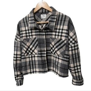 ʕ·ᴥ·ʔ Mila & Tiff Plaid Collection Cropped Black Orange Flannel Size L